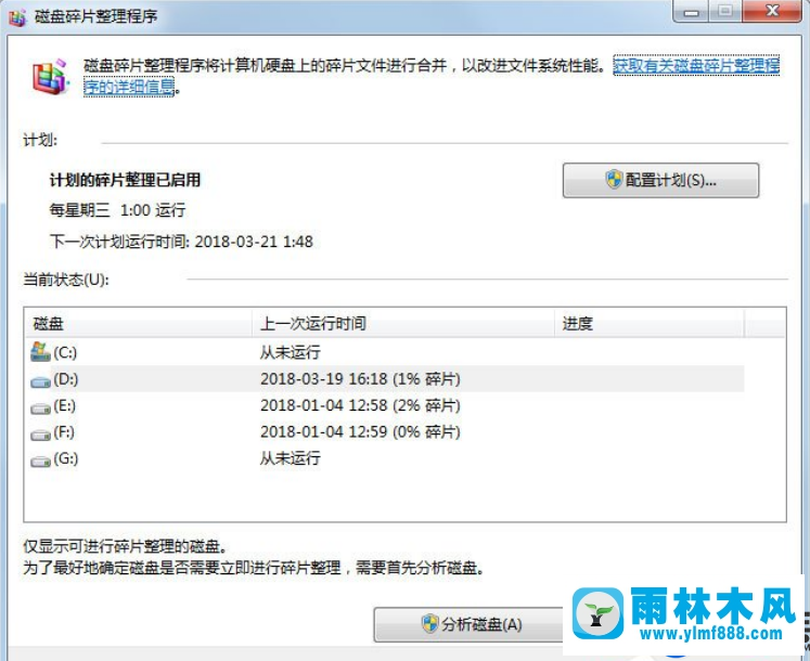 雨林木風(fēng)win7旗艦版清理磁盤碎片的方法